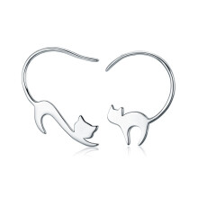 Playful Kitten S925 Sterling Silver Earrings Surprise Gift
