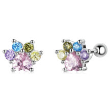 S925 Sterling Silver Zirconium Cute Paw Stud Earrings For Women Surprise Gift