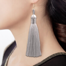 Three-To-One Sales Of Bohemian Style Long Tassel Earrings (Grey). Surprise Gift