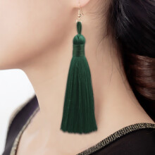 Three-To-One Sales Of Bohemian-Style Fashionable Long Tassel Earrings (Green). Surprise Gift