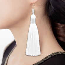 Three-To-One Sales Of Bohemian Style Long Tassel Earrings (White) Surprise Gift