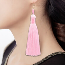 Three-To-One Sales Of Bohemian-Style Fashionable Long Tassel Earrings (Pink) Surprise Gift