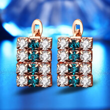 Creative Crystal Rectangular Fashionable And Elegant Women'S Earrings (Color: Gold) Surprise Gift