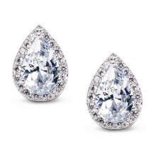 Heart Seed Teardrop Earrings, Zirconia Fashion Stud Earrings, Metal Color: White Surprise Gift