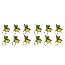 Lemon Napkin Rings Set of 12 Lemon Vine Leaf Napkin Holders for Dining Table Decor Banquet Wedding Birthday Christmas B