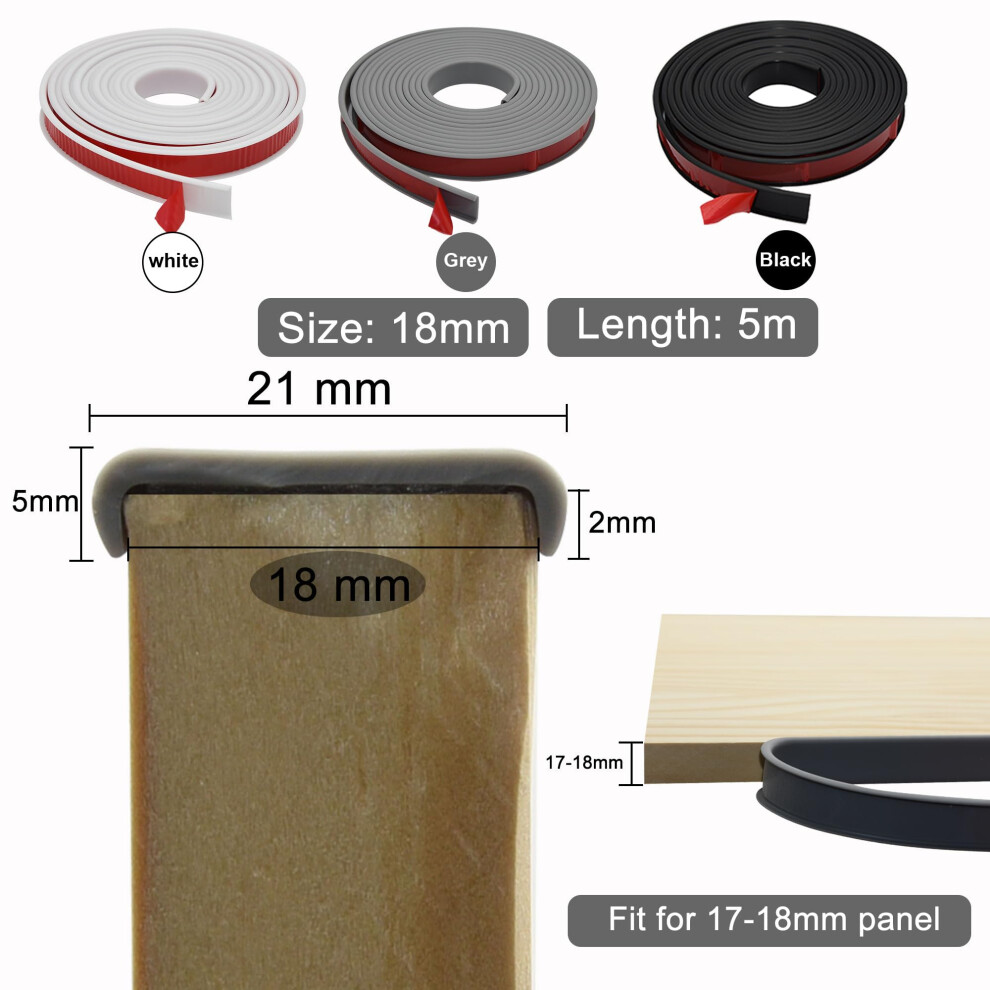 Magosis U Shape Furniture Edge Banding 18Mm X 5M Black Self Adhesive Flexible