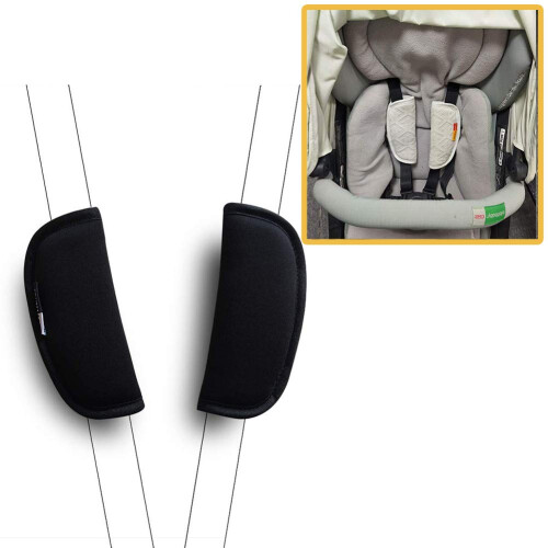 Car Seat Strap Baby Belt Covers StrollerPram Shoulder Pads Soft Black