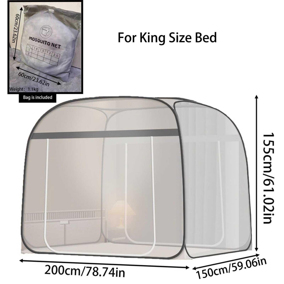 Ingzy Pop Up Mosquito Net For Bed With Bottom Suit For King Bed Foldable Mos