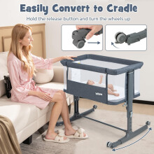 INFANS 3 in 1 Next to Me Crib Baby Crib with Rocking Mode Mattress 10