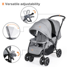 Maxmass Double Seat Baby Stroller Folding Infant Pushchair with Adjust