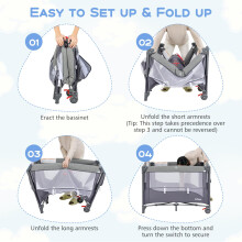INFANS Pack and Play 5 in 1 Baby Bedside Sleeper with Bassinet Diaper