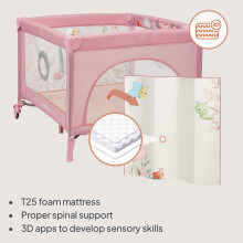 LIONELO Baby Playpen Mille 100 x 100 cm with Padded Frame  Mesh Transp