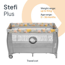 Lionelo STEFI Plus 2in1 Travel Cot Baby Zone Portable with 2Level Mat