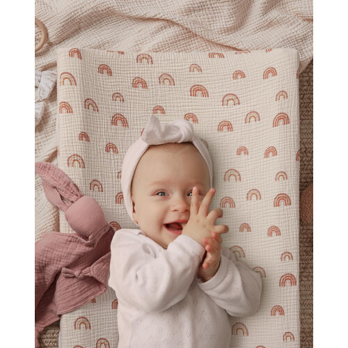 Muslin Cotton Baby Diaper Changing Pad Cover Elastic Rainbow Pattern C