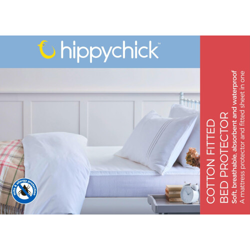 Hippychick Cotton Fitted Mattress Protector 100 Percent Waterproof Ant
