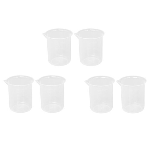 Kitchen Lab Graduated Beaker Clear Plastic Measuring Cup Thicken with Cap Measuring Jug 200ML 6Pcs