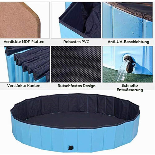 Πτυσσόμενη πισίνα για σκύλους 100x30cm, παιδική πισίνα PVC για κατοικίδια 1