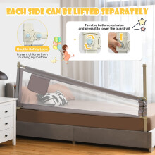 GYMAX Baby Bed Rail Vertical Lifting Mesh Bedside Guardrail with 24 Ad