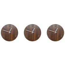 3pcs 12 Inch Vintage Arabic Numeral Design Rustic Country Tuscan Style Wooden Decorative Round Wall Clock