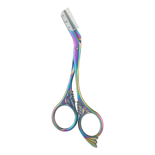 Professional Stainless Steel Eyebrow Scissors With Built In-2