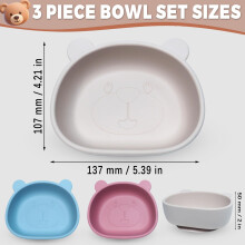 Dazhtu 3 Pcs Silicone Baby Bowls with Suction Baby Feeding Bowls Silic
