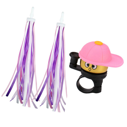 Children Bikes Bells and Handlebars Streamers-pink grape white
