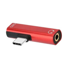 Type C To 3.5Mm Music Adapter With Charging Output Metal-Red