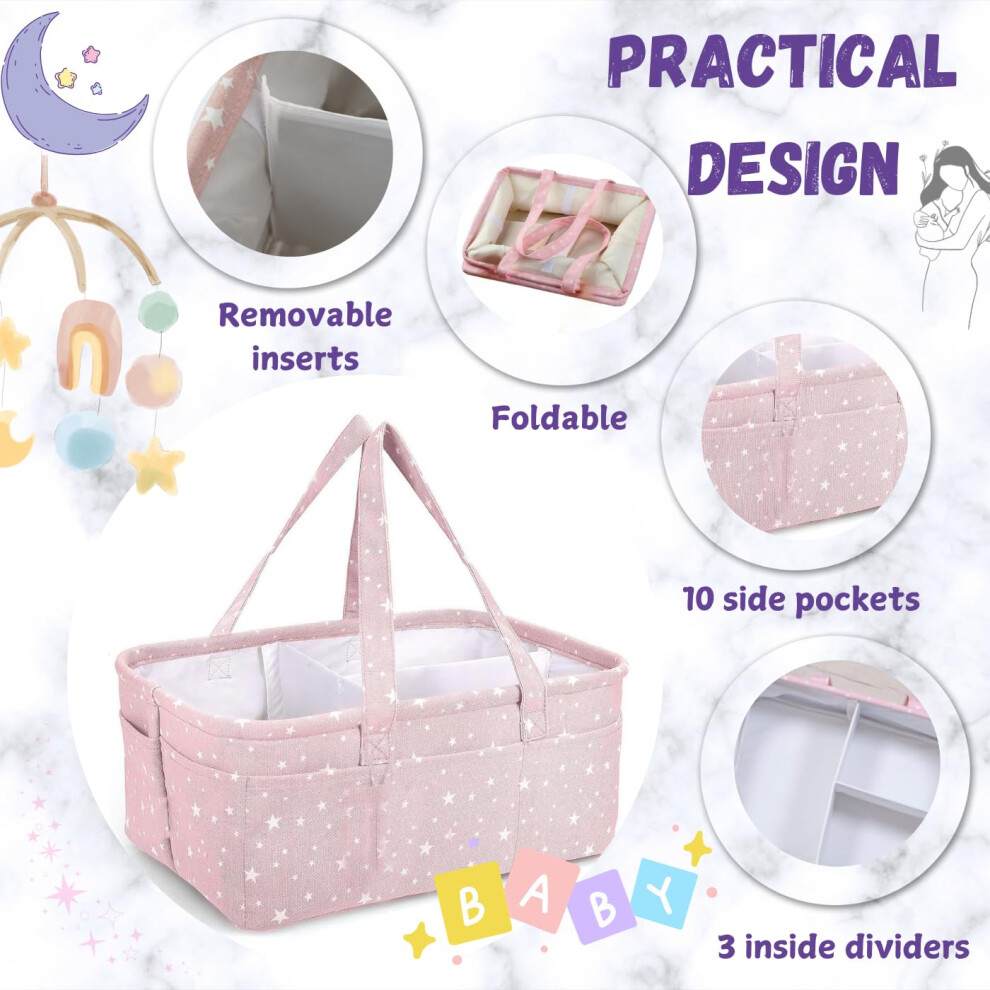 Little Finds Portable Nappy Caddy Organiser Cotton Diaper Changing Bas