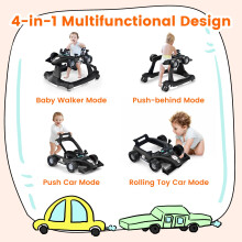 GYMAX Baby Walker,4 in 1 Foldable Toddler Push Along Walker w Steering