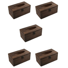 5PC Useful Wooden Retro Tissue Box Cover Paper Napkin Holder Case Home Car Decor