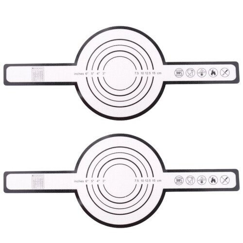 2X Silicone Baking Mat for Dutch Oven Bread Baking Non-Stick Baking Mat with Long Handle 8.3Inch Reusable Sheets Black