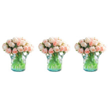 36Pc Artificial Rose Flowers Wedding Bouquet Thai Royal Rose Silk Flowers Home Decoration Wedding Party Decor（Champagne）