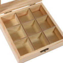 4X Wooden Tea Bag Jewelry Organizer Chest Storage Box 9 Compartments Tea Box Organizer Wood Sugar Packet Container