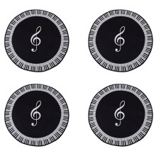 4X New Carpet Music Symbol Piano Key Black White Round Carpet Non-Slip Carpet Home Bedroom Mat Floor Decoration