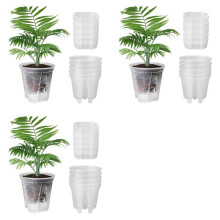 6 Tums Transparenta Trädgårdskrukor Av Plast Självvattnande Planteringskärl, 15-Pack Plantväxtkrukor i Plast med Djup Behållare