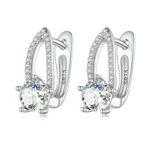 Bse732 Sterling Silver S925 Plated White Gold Zircon Openwork Earrings Surprise Gift