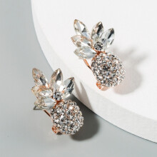 Selling One Pair Of Alloy Pineapple Earrings Inlaid With Colored Rhinestones (White). Surprise Gift