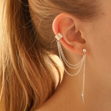 Stylish And Charming Women'S Leaf Tassel Ear Clips (Gold) Surprise Gift
