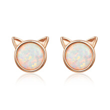 Diy Cat-Themed Stud Earrings With Zirconia (Rose Gold) Surprise Gift