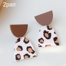Acrylic Ceramic Textured Spray-Painted Earrings (Pink Leopard Print) Sold In Pairs. Surprise Gift