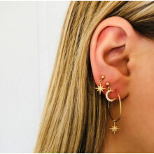 4 Pairs Of Women'S Crystal Earrings, Star And Moon Earring Set (Gold). Surprise Gift