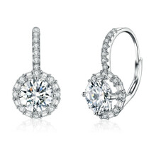 Elegantné náušnice Mse002 S925 Sterling Silver, pozlátené moissanitem, biele zlato, zirkón, prekvapivý darček