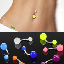 7-Pack Of Fluorescent Acrylic Belly Button Rings (Random Colors) Surprise Gift