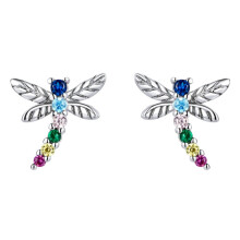 Insect-Themed 925 Sterling Silver Stud Earrings, Style: Dragonfly. Surprise Gift