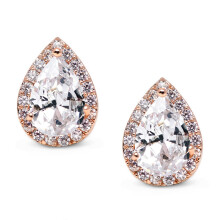 Heart Seed Teardrop Earrings, Zirconia Fashion Stud Earrings, Metal Color: Rose Gold Surprise Gift