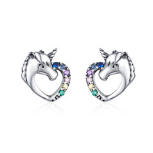 Orecchini a perno in argento, orecchini in argento con zirconi colorati, regalo a sorpresa