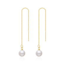 E2210-2 Orecchini lunghi di perle - Stile semplice per donna, regalo a sorpresa