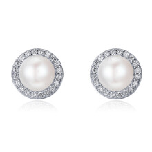 Simple Pearl And Diamond-Encrusted Elegant Women'S Stud Earrings In S925 Sterling Silver Surprise Gift