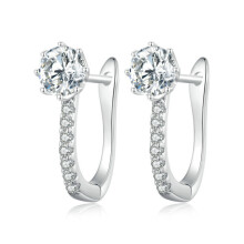 Bse856 Sterling Silver S925 White Gold Plated Simple Zircon Ear Clips Surprise Gift