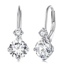 Mse031 Sterling Silver 925 Plated With White Gold And Zircon Moissanite Earrings - A Luxurious Style Surprise Gift